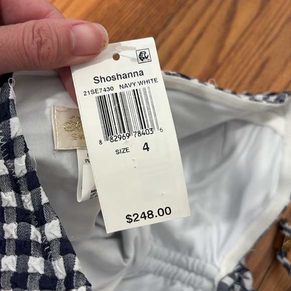 Shoshanna Cinched One Piece Swimsuit Gingham black white  size 4 NWT - Picture 5 of 8